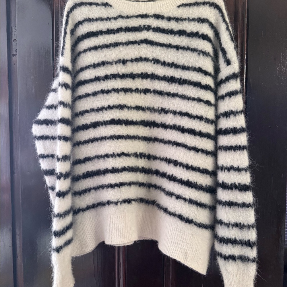 All Saints Black & White Striped wool sweater